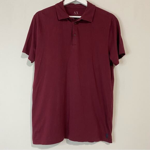 Armani Exchange Men’s Short Sleeve Polo Maroon Size Large EUC - Picture 1 of 6